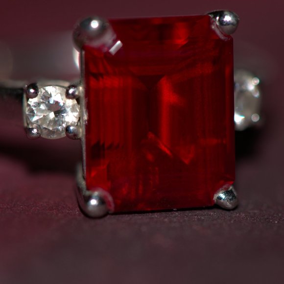 Emerald Cut Ruby Engagement Ring - Picture 6 of 8